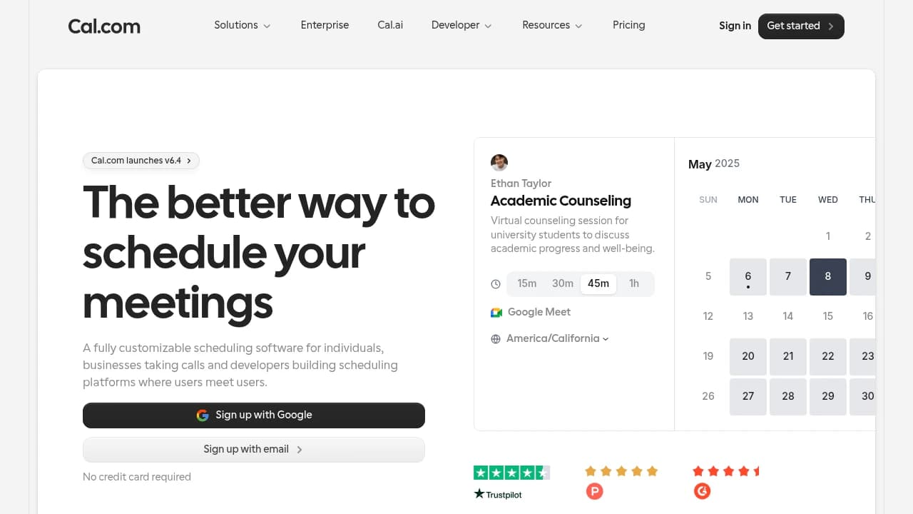 Screenshot of Cal.com website