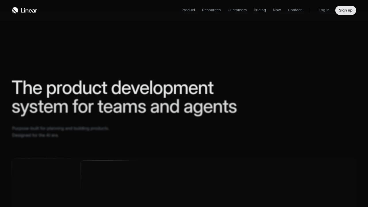 Screenshot of Linear website