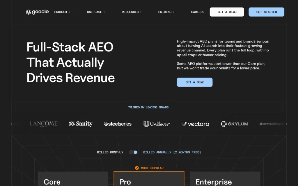 Pricing page of Goodie