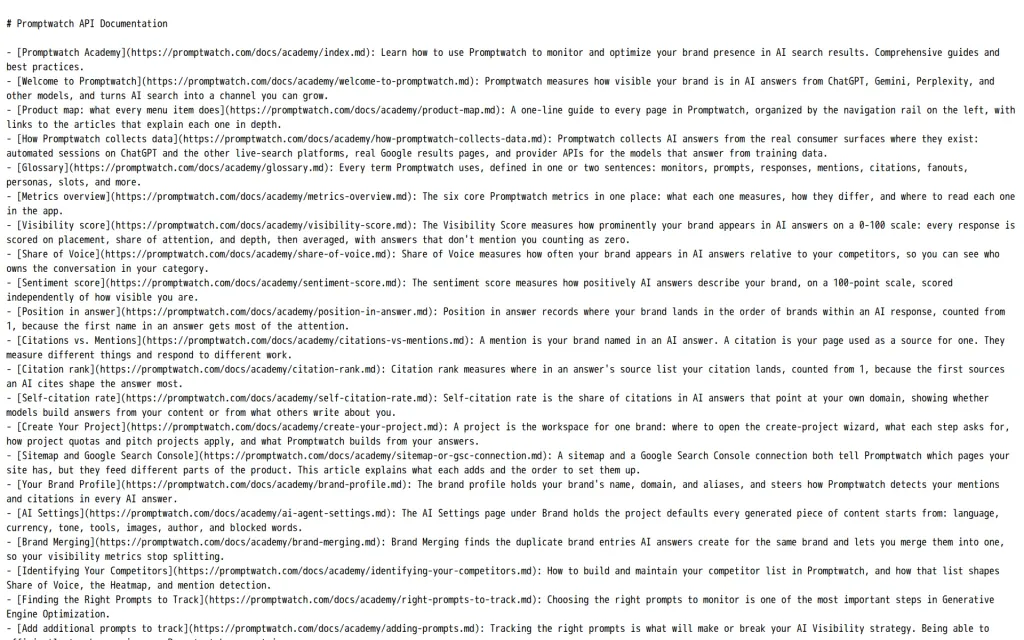 Docs of Promptwatch