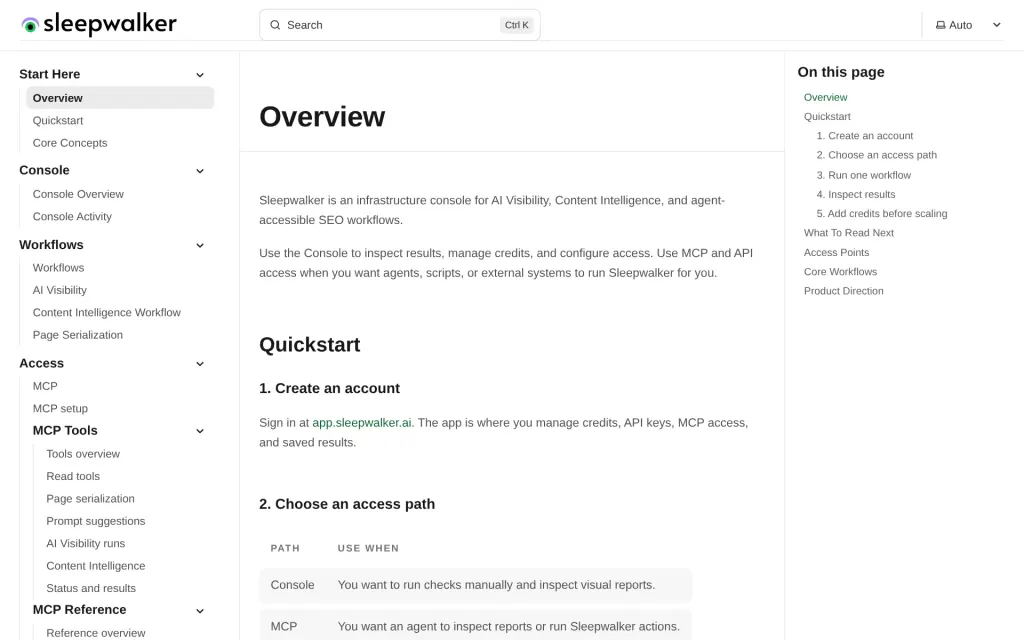 Docs of Sleepwalker AI