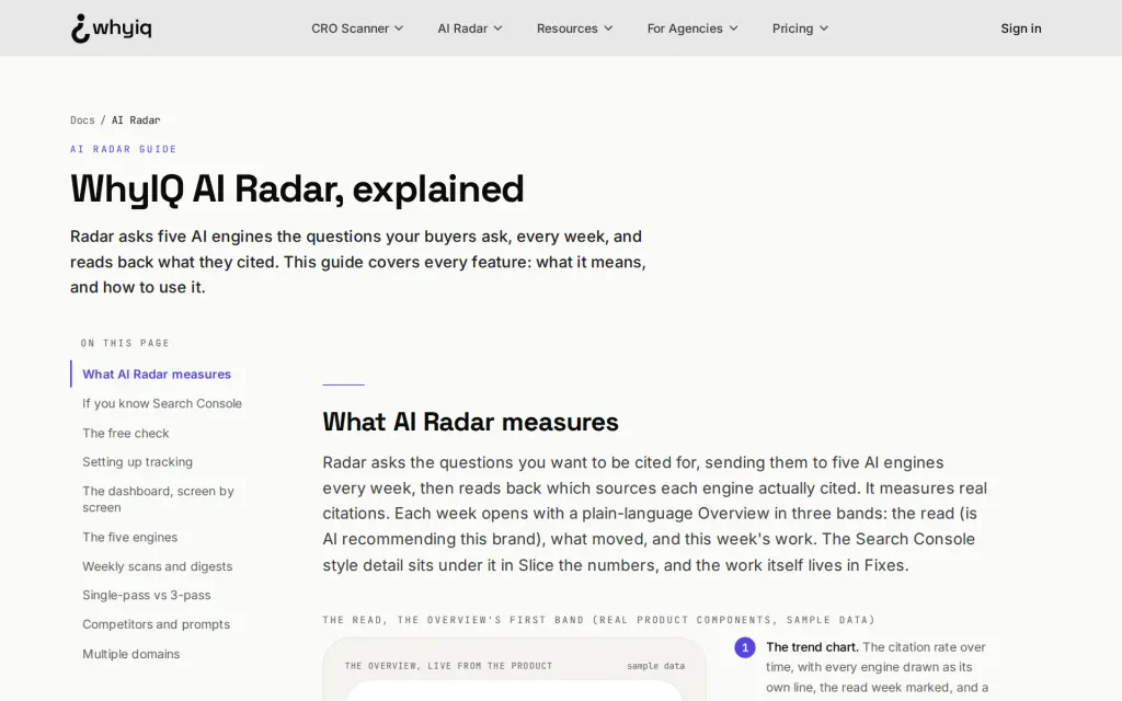 Docs of WhyIQ AI Radar