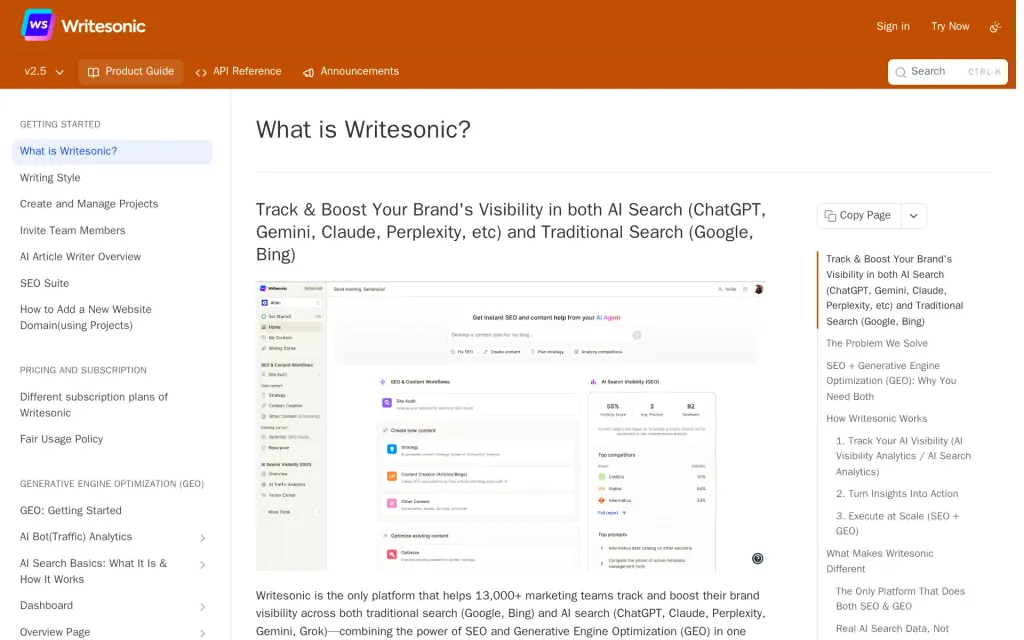 Docs of Writesonic