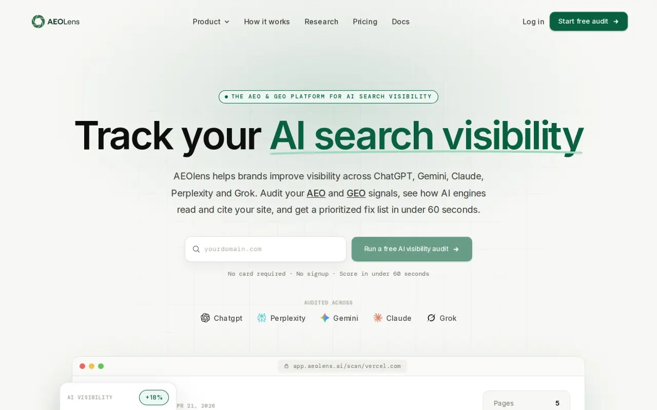 Screenshot of AEOlens