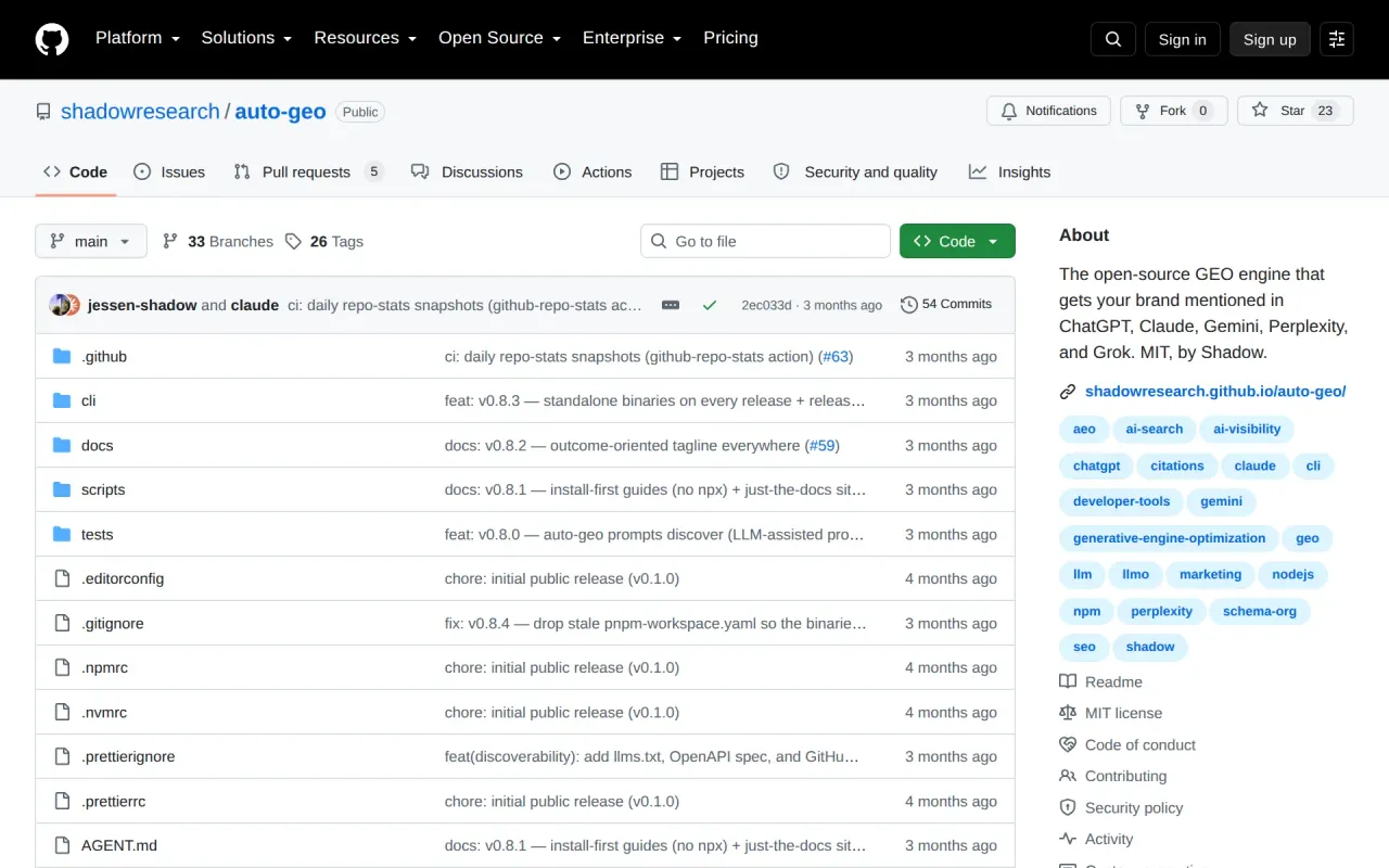 Screenshot of auto-geo