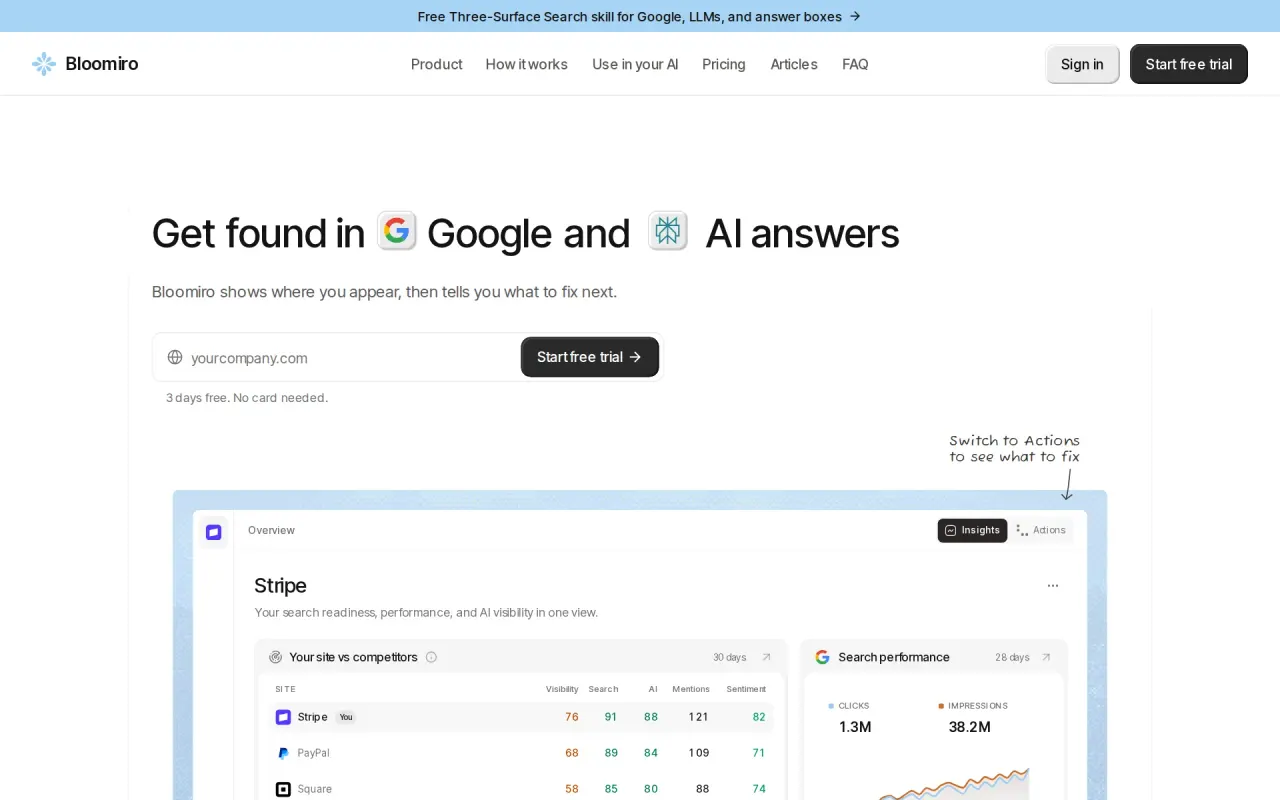 Screenshot of Bloomiro