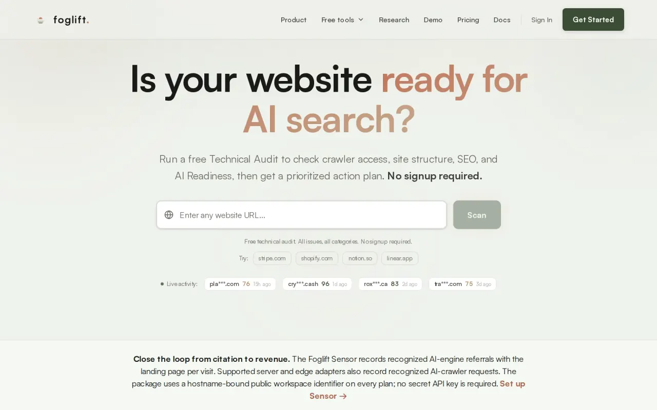 Screenshot of Foglift