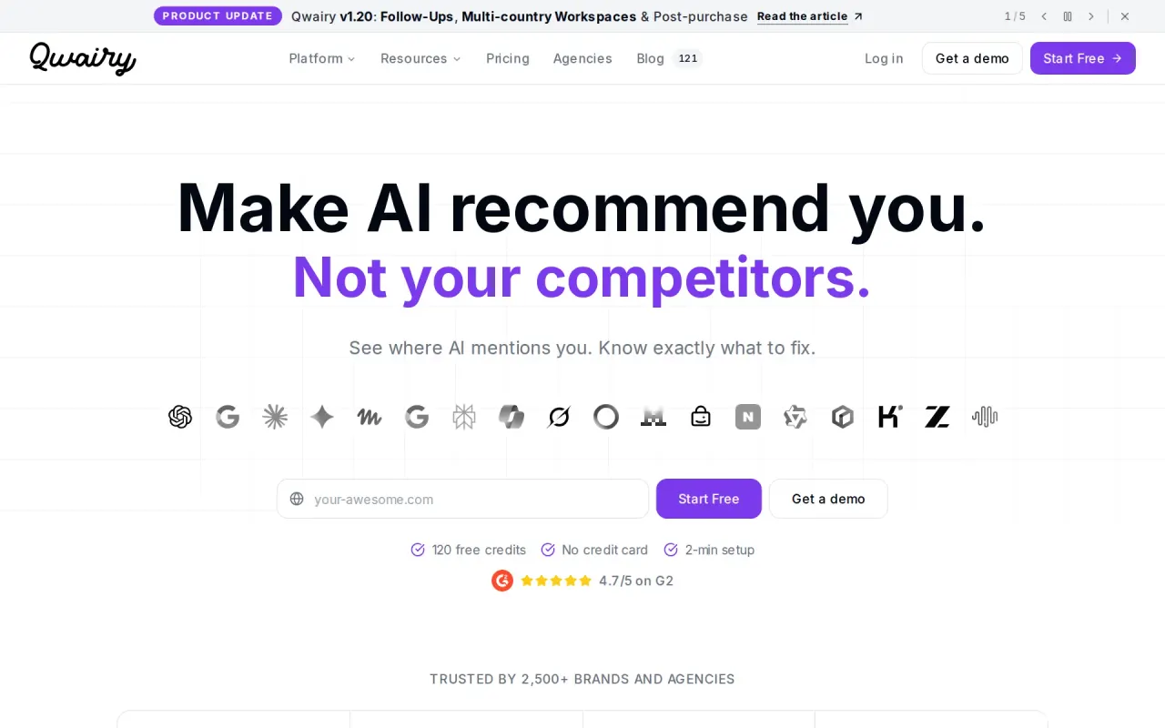 Screenshot of Qwairy