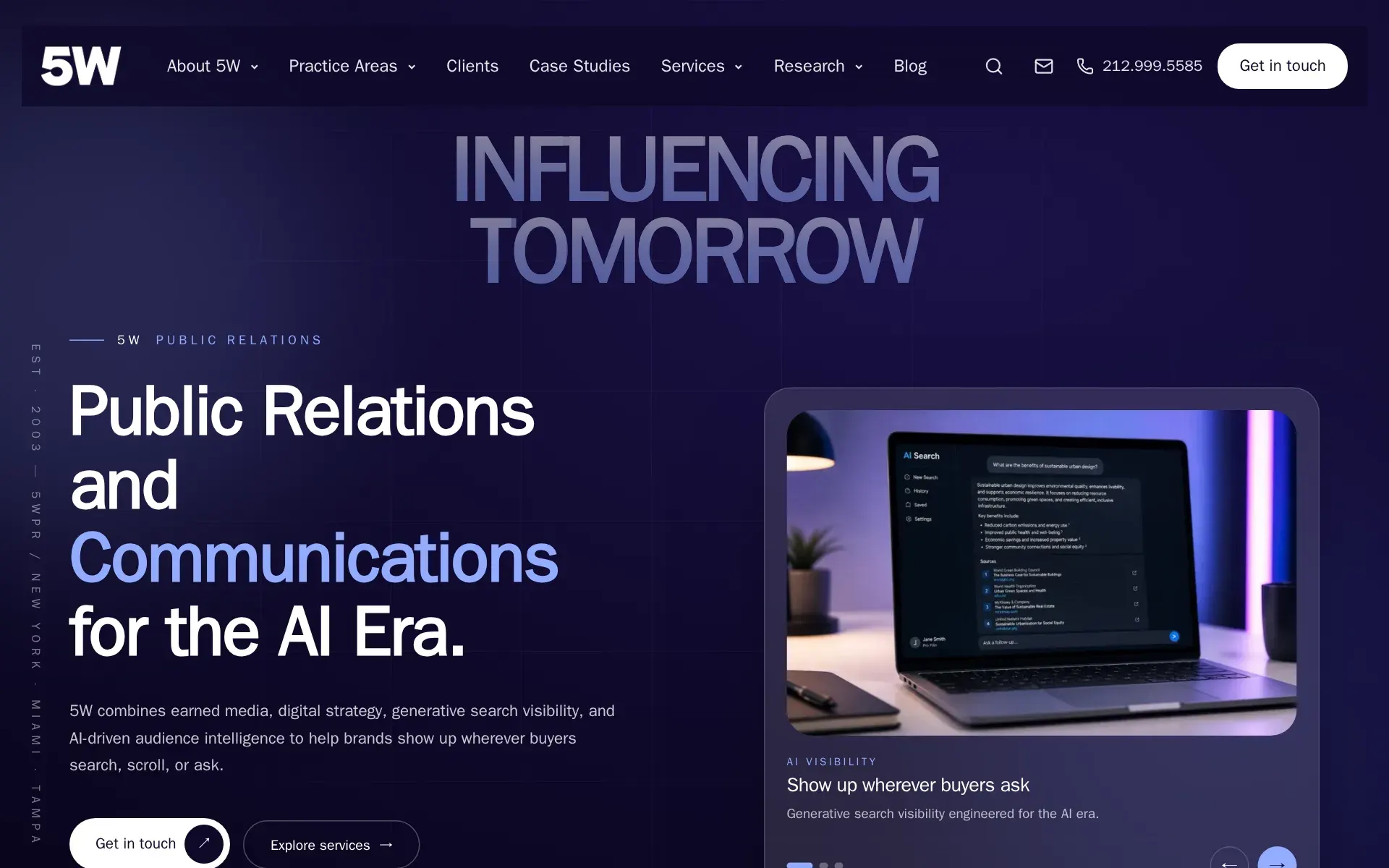Screenshot of 5W Public Relations
