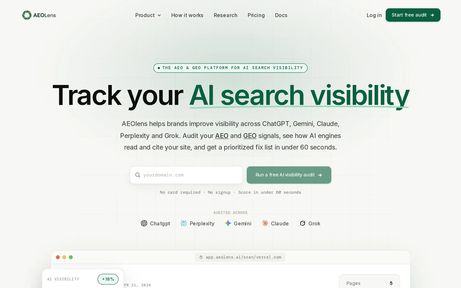 Screenshot of AEOlens
