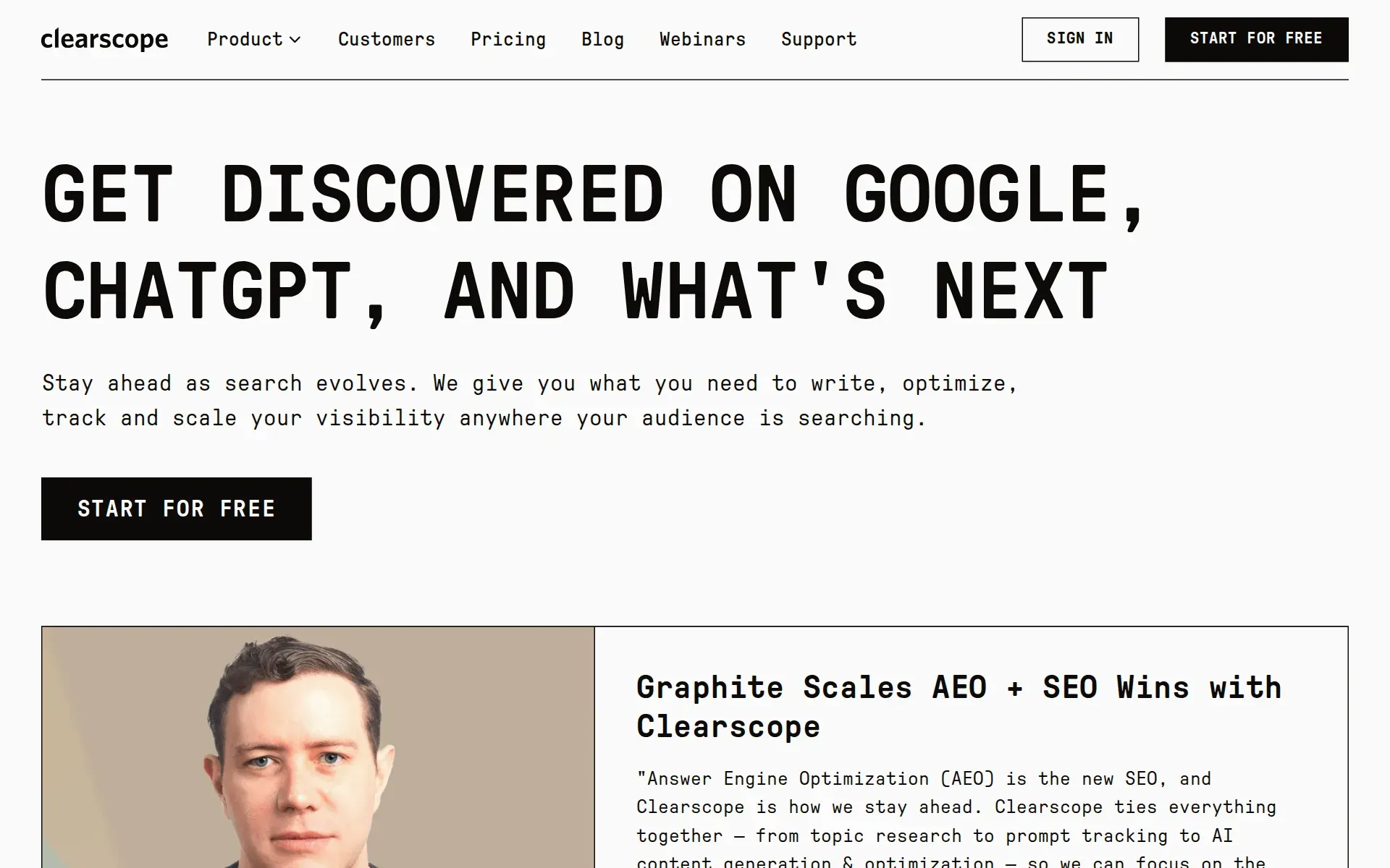 Screenshot of Clearscope