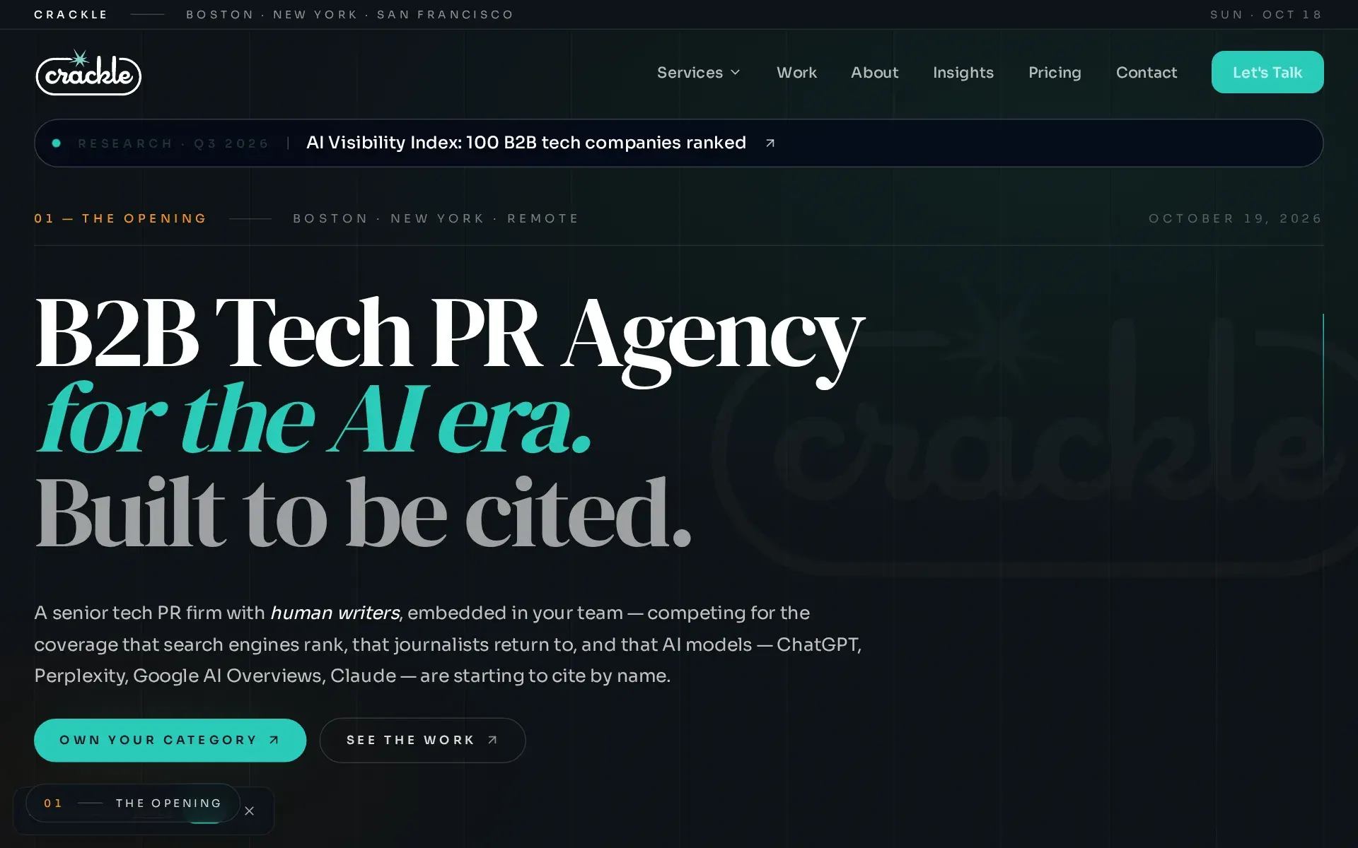 Screenshot of Crackle PR