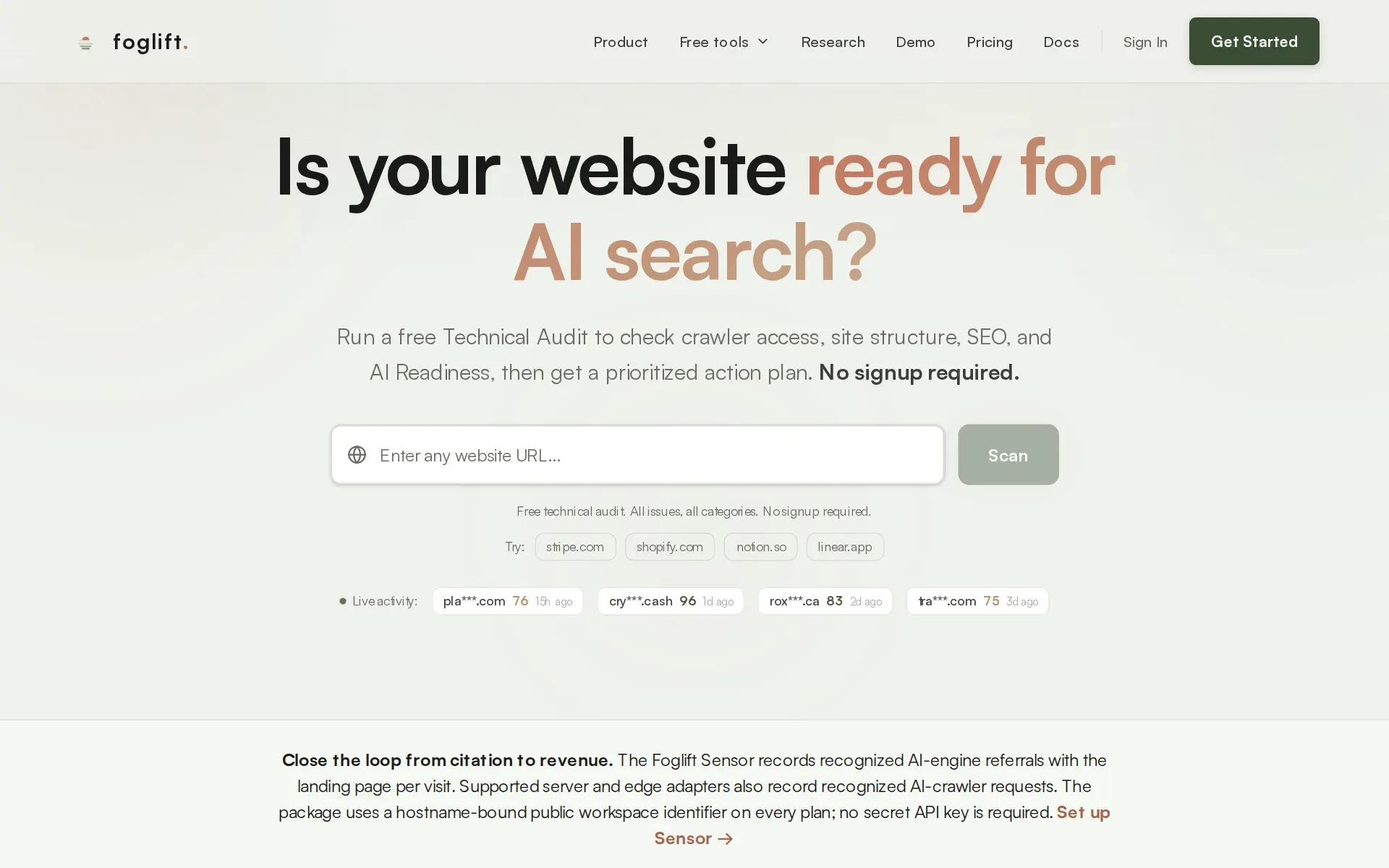 Screenshot of Foglift