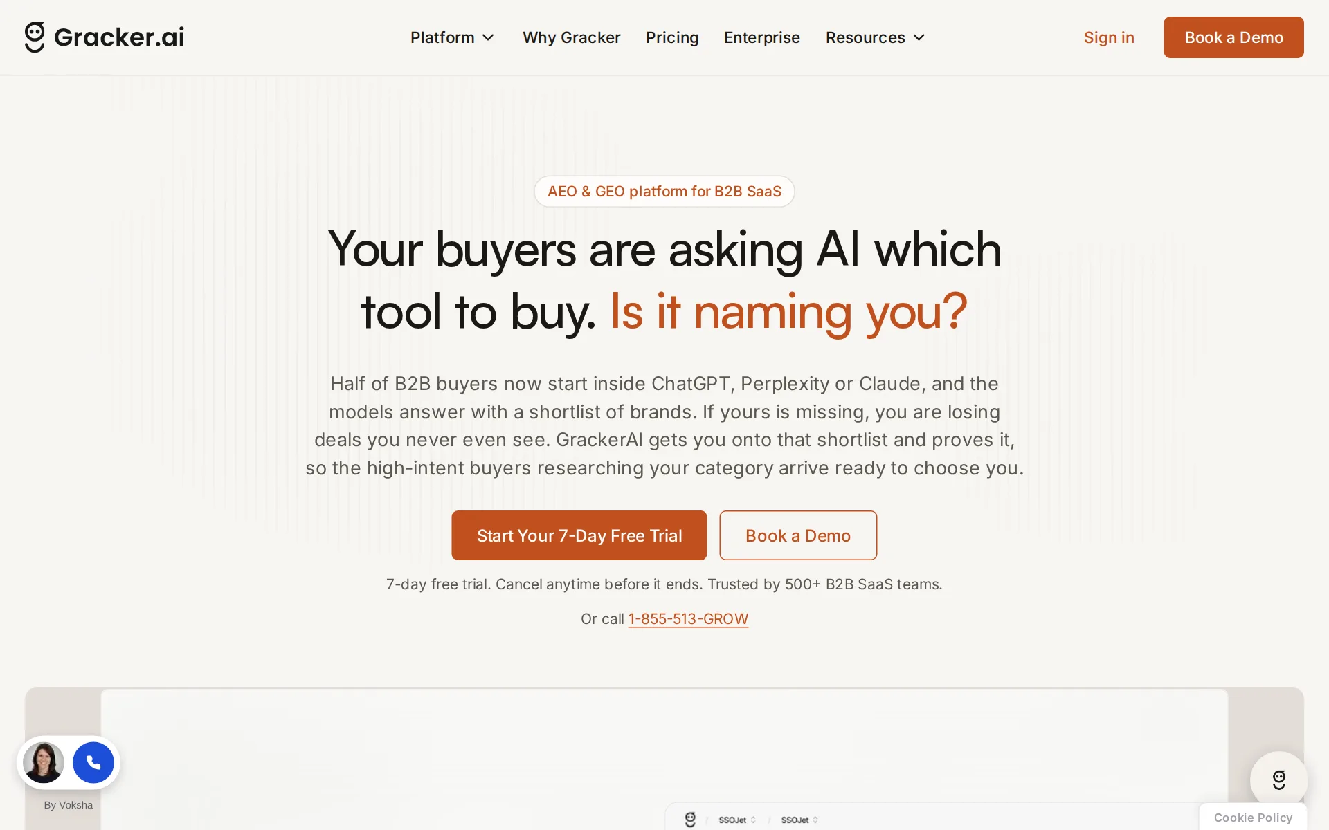 Screenshot of GrackerAI