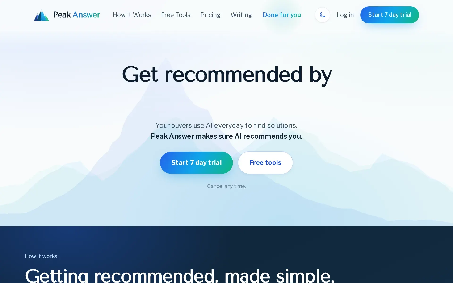 Screenshot of Peak Answer