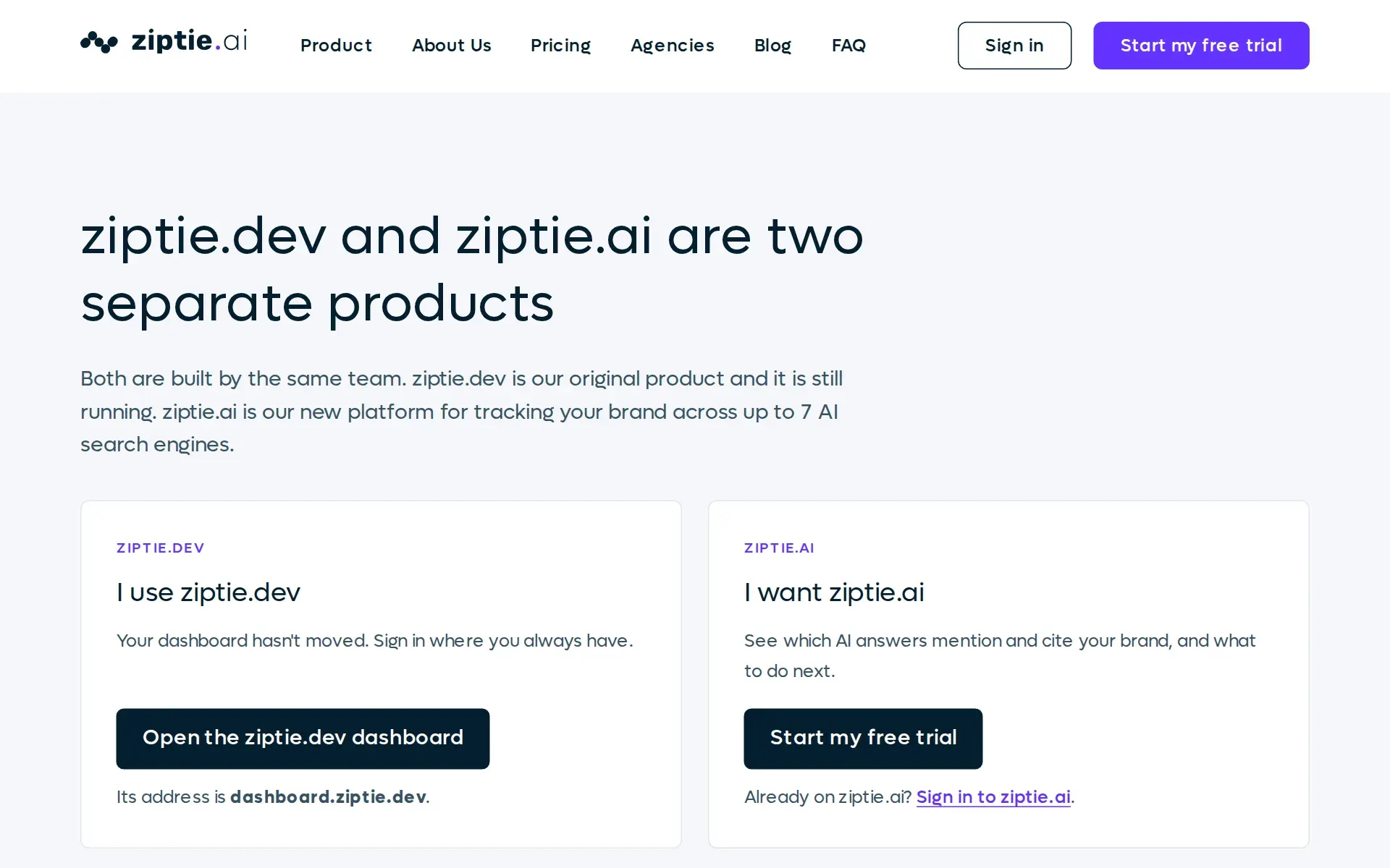 Screenshot of ziptie.ai